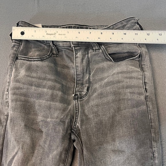 American Eagle Jeans Womens Sz 2 Reg Gray Faded Skinny Distressed Super Stretch‎ - Picture 7 of 12